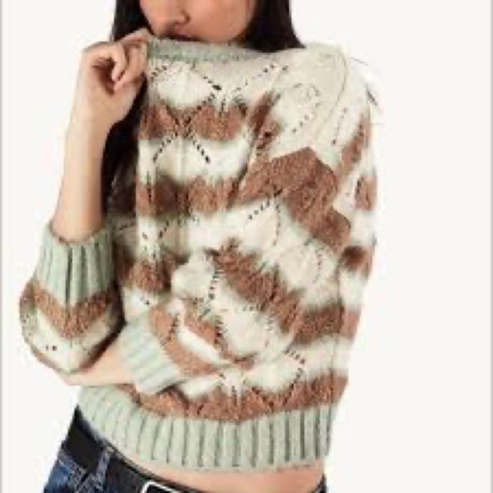 Zara Knit Acrylic Wool Blend Mint Brown Sweater Small